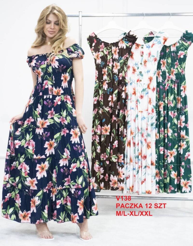 Sukienki damskie Roz M/L-XL-2XL, Mix Kolor .Paczka 12 szt